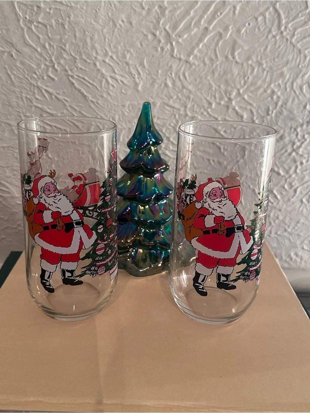 Vintage Christmas Glass Tumblers Set of 2